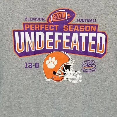Camiseta gris mediana CLEMSON TIGERS FOOTBALL 2018 Perfect Season Undefeated S/S Foto 1 de 4