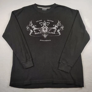 Vintage Avirex Hemd Herren Large schwarz Langarm Waffelstrick Y2K Grunge Japan - Bild 1 von 10