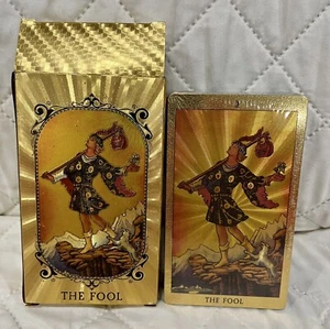 Gold Foil Tarot Cards Sealed Deck In Open Box - Picture 1 of 4