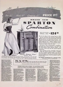 VINTAGE 1940s Print Ad ~Sparton Combination Radio ~Hear it, Compare it, Price it - Picture 1 of 1