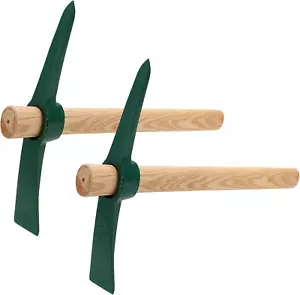 2 PCS 17.7 Inch Garden Pickaxe Mattock, Small Garden Pick Axe Tool with Hardwood - Picture 1 of 12