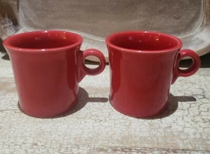 Fiesta Ware Red Mugs Set of 2 Coffee Tea USA HLC Homer Laughlin - Picture 1 of 9