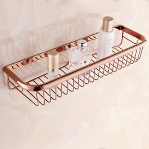 Bathroom Rose Gold Copper Shower Caddy Basket Shelf wall mounted storage Basket