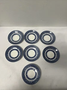 VTG BLUE WILLOW, STAMPED ENGLAND, MADE IN ENGLAND 5.5” SAUCERS Lott of 7 - Picture 1 of 4