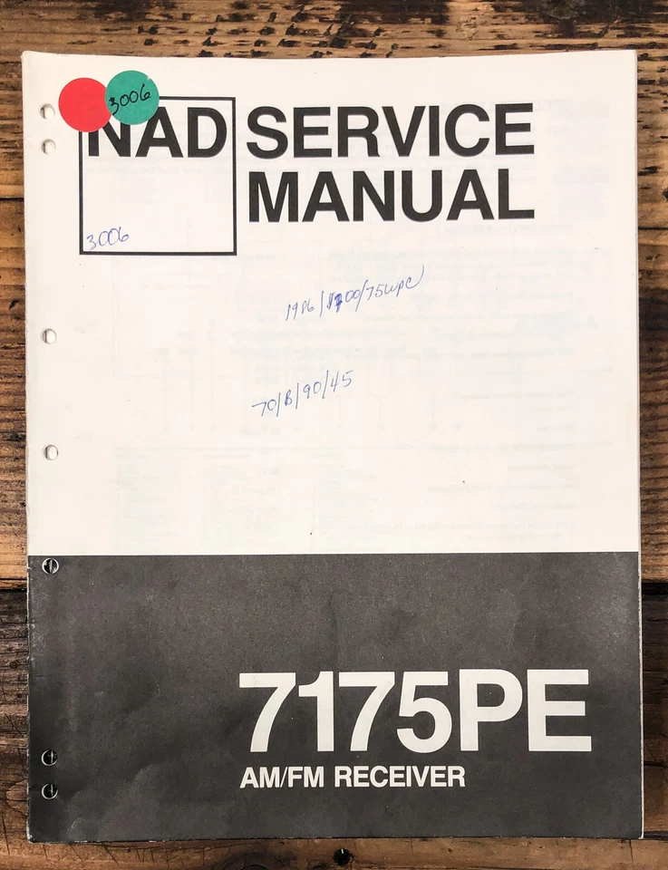 Manual de Servicio Receptor NAD Modelo 7175 PE 7175PE *Original* Foto 1 de 1