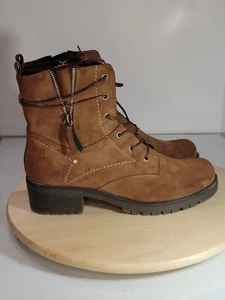 Dunes Kobe Brown Combat Zip Up Brown Lug Boots Womens 11M - Picture 1 of 9