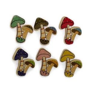 30pcs Mushroom Theme Wood Buttons Sewing Scrapbook Clothing Crafts Home Decor - Picture 1 of 9