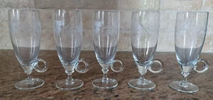 5 tazas de café vintage de vidrio transparente grabado de 6,2" de alto - Imagen 1 de 12