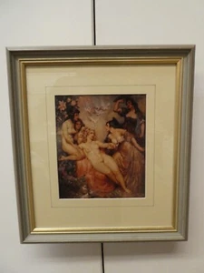 NORMAN LINDSAY GILT FRAMED PRINT HOMAGE TO VENUS COLOUR LITHOGRAPH NUDE LADIES - Picture 1 of 6