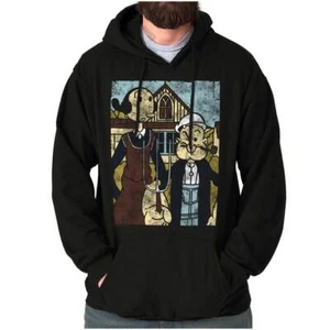 Popeye and Olive Oyl American Gothic Couple Hoodie Hooded Sweatshirt Men Women - Picture 1 of 7