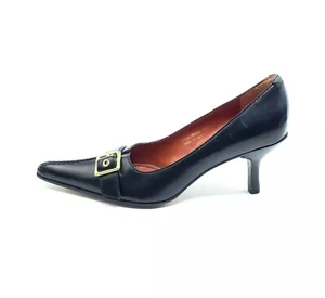 Zapatos de salón Coach tacón punta correa hebilla cuero negro para mujer EE. UU. 7 B - Imagen 1 de 10