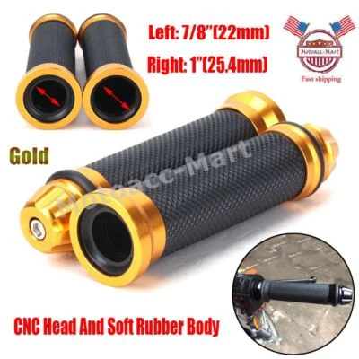 7/8" 22mm Motorcycle Hand Grips Handlebar End CNC Rubber For USA Honda Yamaha - Image 1 of 4
