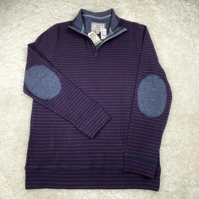Jos A Bank Sweater Mens Small Blue Pullover 1/4 Zip Shirt Pullover Elbow Patches - Image 1 of 4