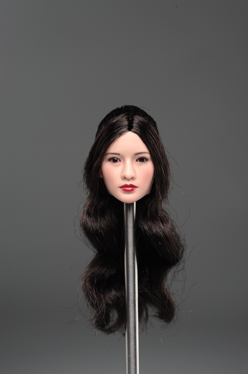 1/6 アジア人女性ヘッドC（Black Long Staight Hair） 1/6 Black Long Straight Hair Accessories Fit 1/6th Female