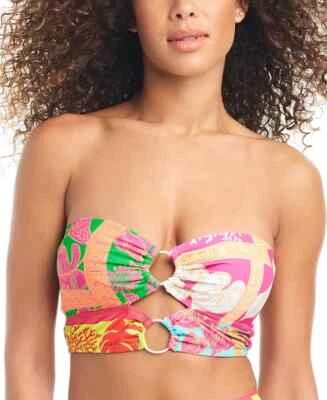 Top de bikini Bar III convertible con junta tórica bandeau para mujer talla S multicolor floral Foto 1 de 4