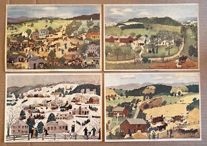 GRANDMA MOSES Set of 4 Litho Card Prints of her paintings. No Date. - Picture 1 of 6