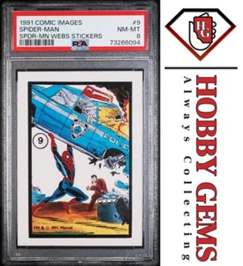 Imágenes de cómic de Spider-Man PSA 8 1991 pegatinas de Marvel Webs #9 - Imagen 1 de 2