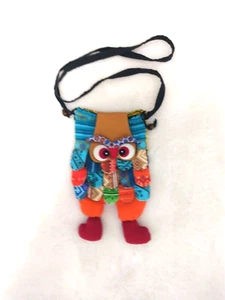 Eule Patchwork Crossover Handtasche Kordelzug 2 Öffnungen  - Bild 1 von 14