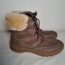 Sole Comfort Boots Fur Lined Brown Suede Lace Up Size UK 6
