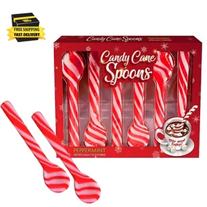 Candy Cane Peppermint Spoons, Edible Spoon for Hot Chocolate and Coffee, Individ - Picture 1 of 6