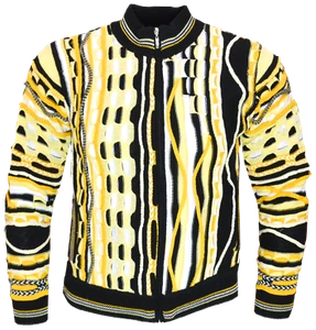 Original Paolo Deluxe® Strickjacke "Giorgio" schwarz-gelb Stehkragen und Zipper - Bild 1 von 4