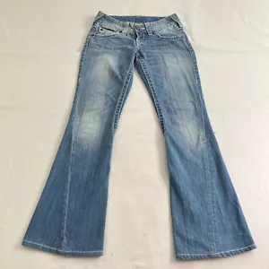 True Religion Joey Big T Flare Damenjeans 25 hellblau gewaschen Made in USA 28x29 - Bild 1 von 14