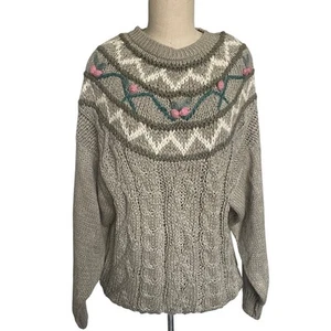 Vintage Handstrick Retro Pullover mit Zopfmuster - Bild 1 von 6