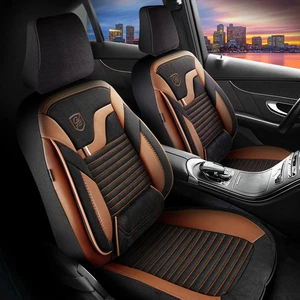 Sitzbezüge passend für Fiat Tipo in Alcantara Schwarz-Braun mit Rückentasche - Bild 1 von 8