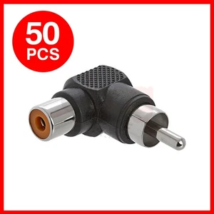 50 Pack RCA Male Plug to RCA Female Jack Right Angle Adapter 90 Degree Connector - Picture 1 of 3