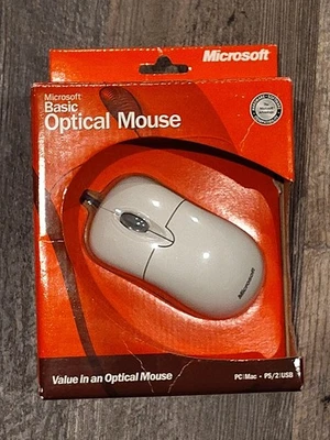 Microsoft Basic Optical Mouse Scroll Wheel PS/2 PC MAC USB Wired Mouse  - Image 1 of 4