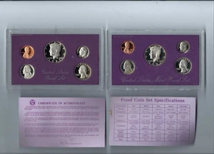 Lot of 2 Official United States Mint Proof Sets 1987 & 1991 W/ COA - Bild 1 von 2