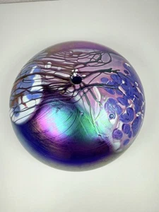 Glasshouse Studios Art Glass Oil Lamp Signed Vintage 1988 Iridescent - Picture 1 of 10