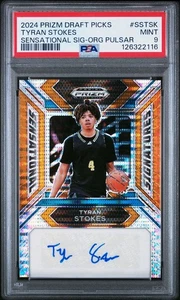 2024 PANINI PRIZM DRAFT PICKS TYRAN STOKES Orange Pulsar Auto  #d /49 - PSA 9 - Foto 1 di 3