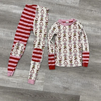 EUC Hanna Andersson Dr Seuss Cindy Lou Who Candy Cane Grinch Pajamas Size 8 130 - Image 1 of 4