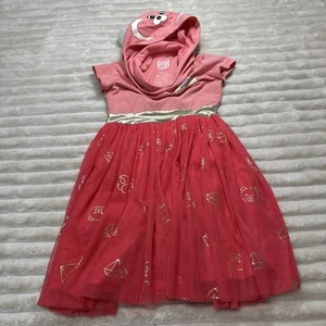 Disney Turning Red Pink Ruffle Cosplay Hoodie Dress Size 6/6X Small Girls - Picture 1 of 6