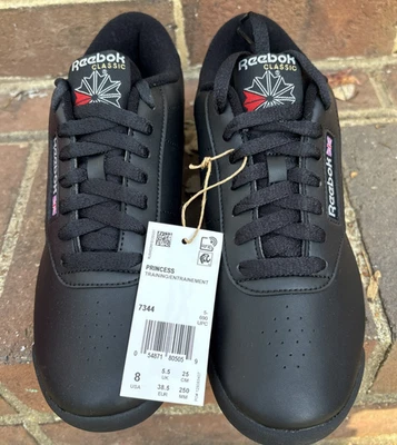 Reebok Women's Size 8 Classic Princess Aerobic Training Sneakers Black No Box - Image 1 of 4