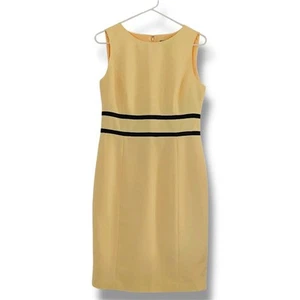 Black Label by Evan-Picone Sleeveless Yellow Sheath Midi Dress Women's Size 4 - Picture 1 of 11