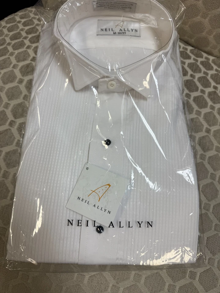 NEW White Wing Collar Button Down Tuxedo Shirt (Formal Events) - Image 1 of 4