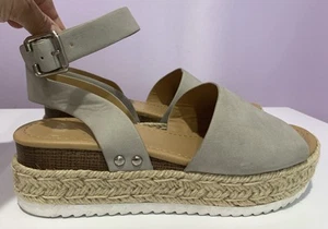 Coconuts By Matisse Womens Espadrille Sandals W/ Ankle Strap Faux Suede Taupe 9M - Picture 1 of 13
