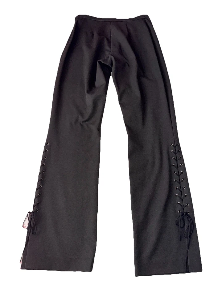 Pantalones Fabrizio Gianni Gris Frente Plano Elastizados Corsé Lateral Cordones Talla 12 Foto 1 de 4