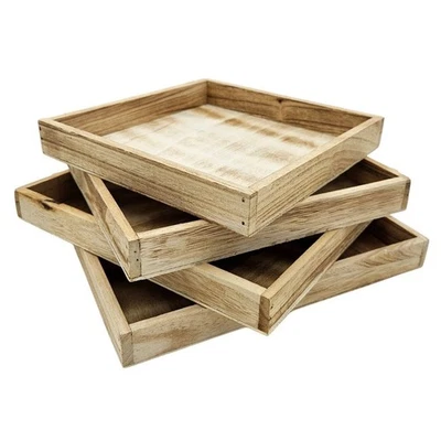Tablett Holztablett 26x26 braun Natur Dekotablett rechteckig Kerzentablett - Bild 1 von 4