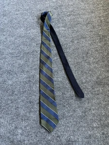 Cravatta uomo Tommy Hilfiger seta blu navy verde oliva diagonale righe classica - Foto 1 di 5