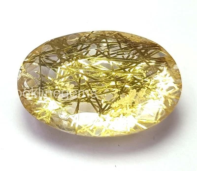 66.55 Ct Lab-Created Golden Rutilated Quartz Oval Cut, Certified Gemstone 5ARQ - Image 1 of 4