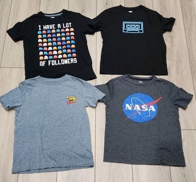 Pack De 4 Camisetas Gráficas Pac-Man, NASA Azul Marino Antiguo Niños Medianas (8) Foto 1 de 4