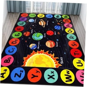 Kids Rug Outer Space Carpet for Playroom, ABC Educational Learning Area Rug, - Picture 1 of 8