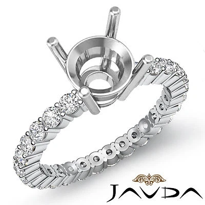 Round Semi Mount Diamond Engagement Eternity Style Ring 14k White Gold 0.80 Ctw - Image 1 of 4