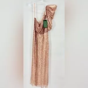 Mac Duggal | NWT Women’s 18 Apricot 5622 Sequin One Shoulder Evening Gown Prom - Picture 1 of 9