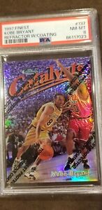 KOBE BRYANT PSA 8 1997 TOPPS FINEST #137 REFRACTOR CATALYSTS /1090 WITH PEEL