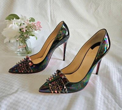 VNDS Women's Christian Louboutin Multcl  Patent Leather Pumps Heels Size 7.5 US - Image 1 of 4