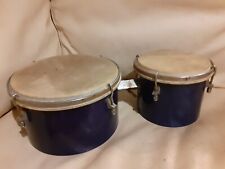 Vintage 70s ? Bongo Drums. Blue metallic 
